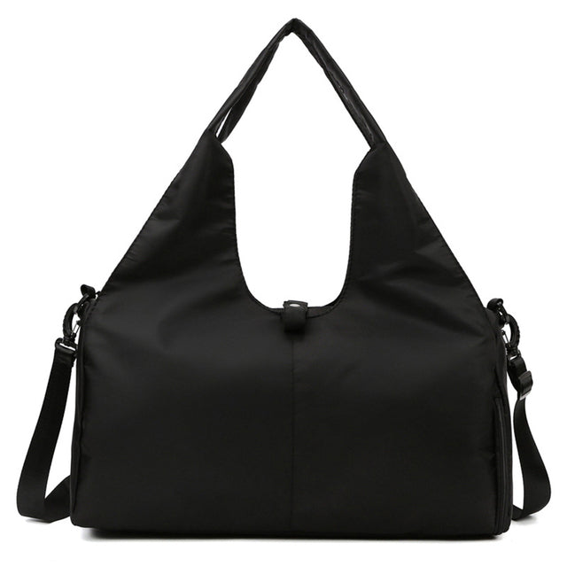 Black gym and travel bag for women with separate shoe compartment